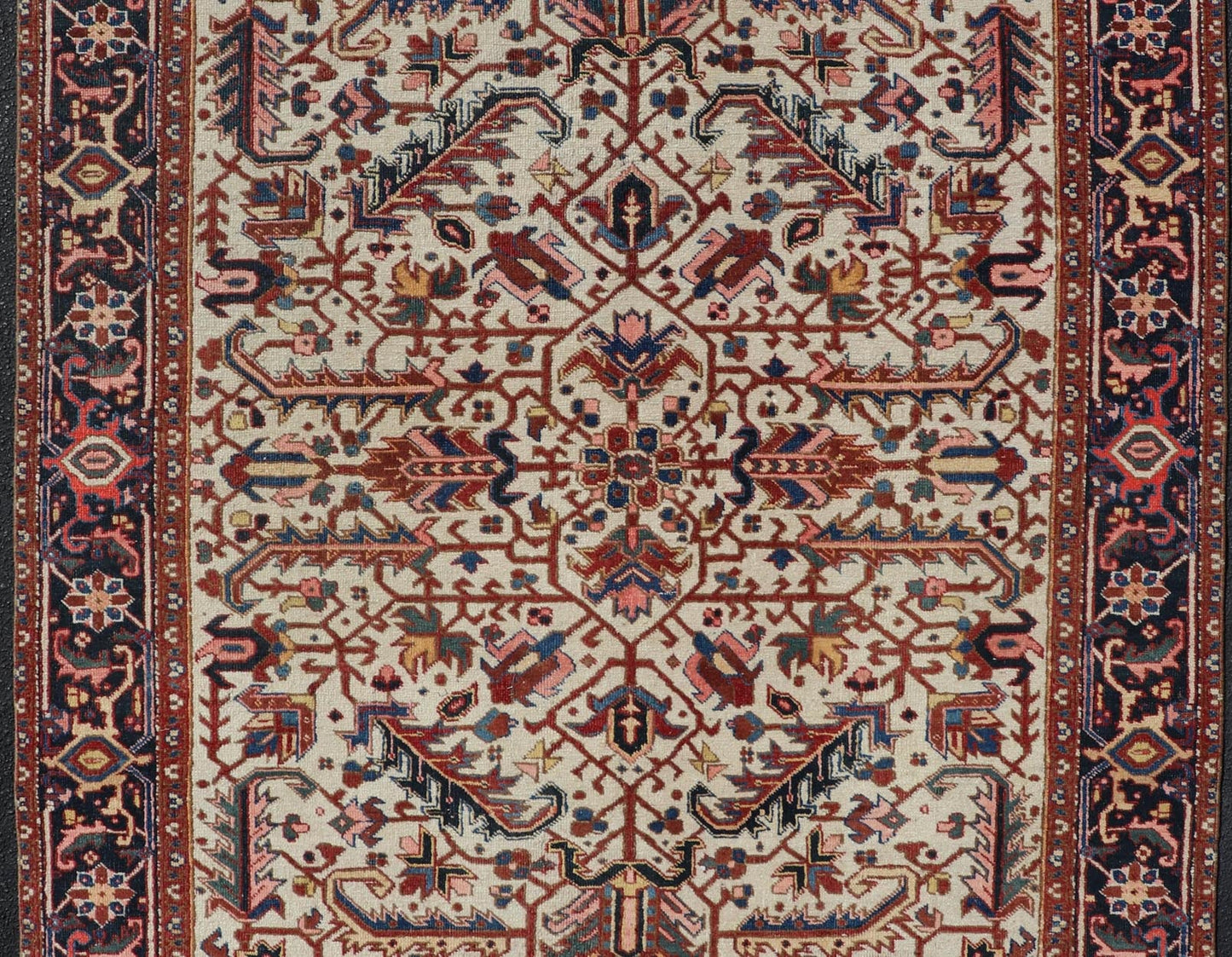 Vintage Hand - Knotted Persian Heriz Rug with All Over Geometric Design. Vintage Hand - Knotted Persian Heriz Rug in Wool with Sub - Geometric Design. Hand - Knotted Heriz Rug with All - Over Design, Keivan Woven Arts; rug EMB - 9591 - P13516, country of origin / ty... - Keivan Woven ArtsEMB - 9591 - P13516 - 15595Rug
