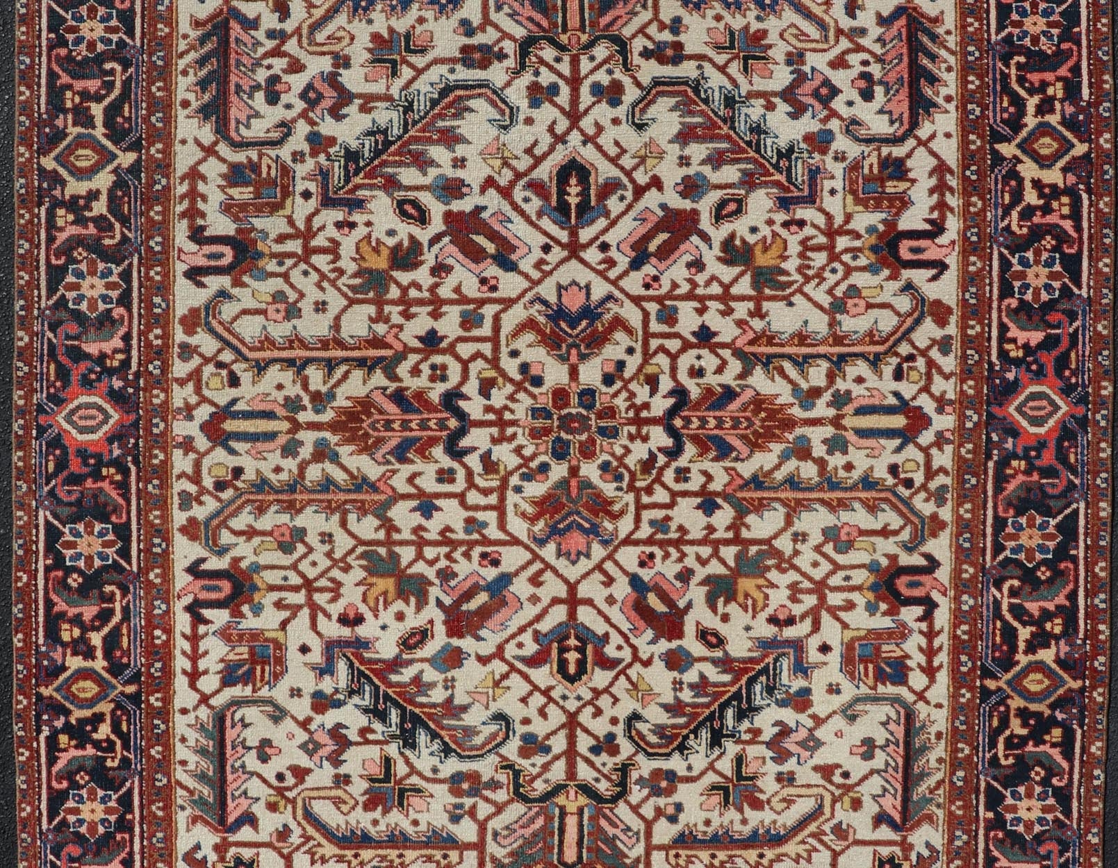 Vintage Hand - Knotted Persian Heriz Rug with All Over Geometric Design. Vintage Hand - Knotted Persian Heriz Rug in Wool with Sub - Geometric Design. Hand - Knotted Heriz Rug with All - Over Design, Keivan Woven Arts; rug EMB - 9591 - P13516, country of origin / ty... - Keivan Woven ArtsEMB - 9591 - P13516 - 15595Rug