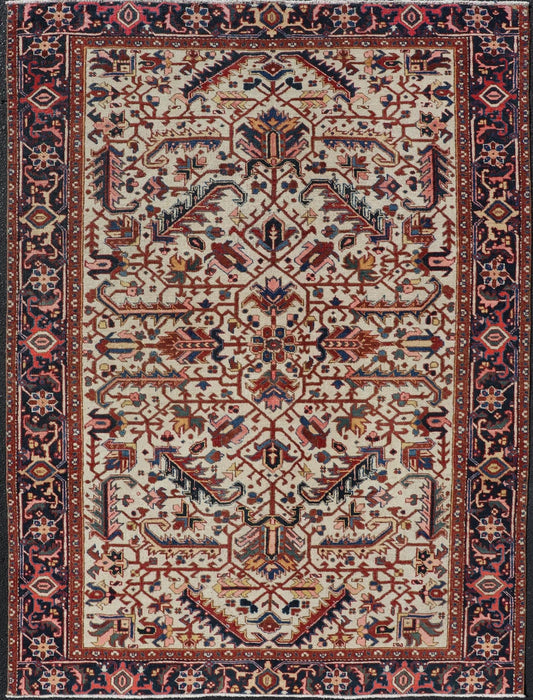 Vintage Hand - Knotted Persian Heriz Rug with All Over Geometric Design. Vintage Hand - Knotted Persian Heriz Rug in Wool with Sub - Geometric Design. Hand - Knotted Heriz Rug with All - Over Design, Keivan Woven Arts; rug EMB - 9591 - P13516, country of origin / ty... - Keivan Woven ArtsEMB - 9591 - P13516 - 15595Rug
