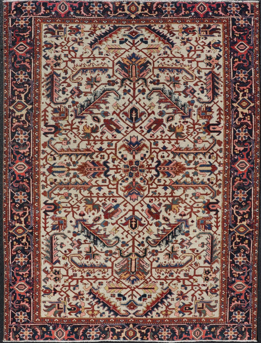 Vintage Hand - Knotted Persian Heriz Rug with All Over Geometric Design. Vintage Hand - Knotted Persian Heriz Rug in Wool with Sub - Geometric Design. Hand - Knotted Heriz Rug with All - Over Design, Keivan Woven Arts; rug EMB - 9591 - P13516, country of origin / ty... - Keivan Woven ArtsEMB - 9591 - P13516 - 15595