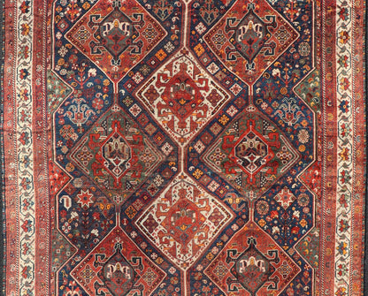 Antique Persian Shiraz Rug With Diamond Medallions in Navy Blue, Red, Green & Ivory Antique Persian Shiraz Rug with Diamond Medallions in Navy Blue, Red, Green & Ivory. Keivan Woven Arts / rug EMB - 9592 - 13509 country of origin / type: Iran / ... - Keivan Woven ArtsEMB - 9592 - 13509 - 15601Rug