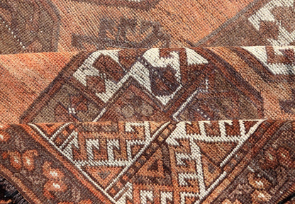 Measures:9'7 x 12'10 Antique Turkomen Ersari Rug in Wool with Repeating Gul Design in Orange, Brown. Keivan Woven Arts; rug EMB - 9594 - 13519, country of origin / type: Turkestan / Ersari, circa 1930s. This Ersari rug has been hand - knotted in th... - Keivan Woven ArtsEMB - 9594 - 13519 - 15613Rug