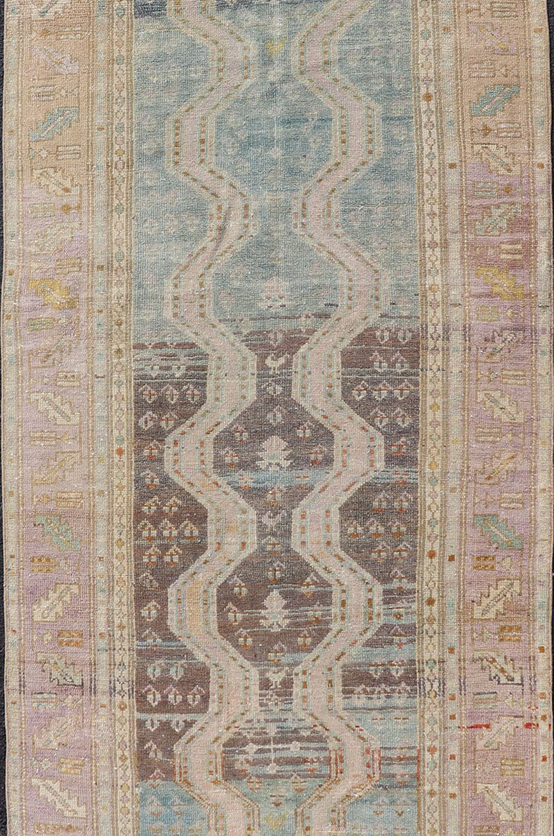 Persian Hand Knotted Hamadan Wool Runner with Geometric Design Unique Design Persian Hand Knotted Hamadan Wool Runner with Geometric Design Unique Design. Intricately designed antique Hamadan Runner in light tones. Keivan Woven Arts / rug EMB - 95... - Keivan Woven ArtsEMB - 9596 - P13513 - 15625Rug