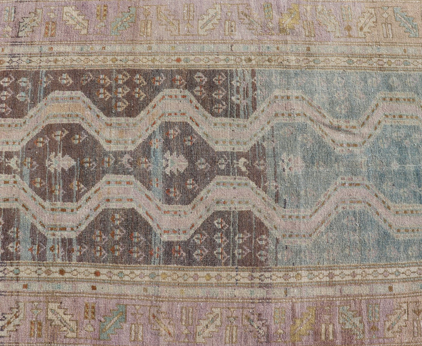Persian Hand Knotted Hamadan Wool Runner with Geometric Design Unique Design Persian Hand Knotted Hamadan Wool Runner with Geometric Design Unique Design. Intricately designed antique Hamadan Runner in light tones. Keivan Woven Arts / rug EMB - 95... - Keivan Woven ArtsEMB - 9596 - P13513 - 15625Rug