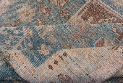 Persian Kurdish Antique Rug with Tribal Design in Light Blue, Teal, and Cream Antique Kurdish rug with tribal geometric medallions in soft blue, cream, light blue, medium blue with hint of teal, brown, tape, and cream in the border. Keivan W... - Keivan Woven ArtsEMB - 9599 - P13503 - 15631Rug