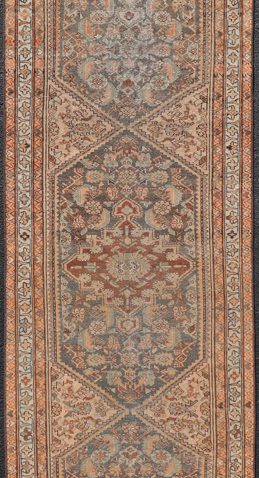 Antique Persian Malayer Runner with All - Over Sub - Geometric Medallion Design Antique Malayer Runner, rug EMB - 9607 - P13511, country of origin / type: Persian / Malayer, circa Early - 20th Century. Measures: 3'1 x 13'0. - Keivan Woven ArtsEMB - 9607 - P13511 - 15655Rug