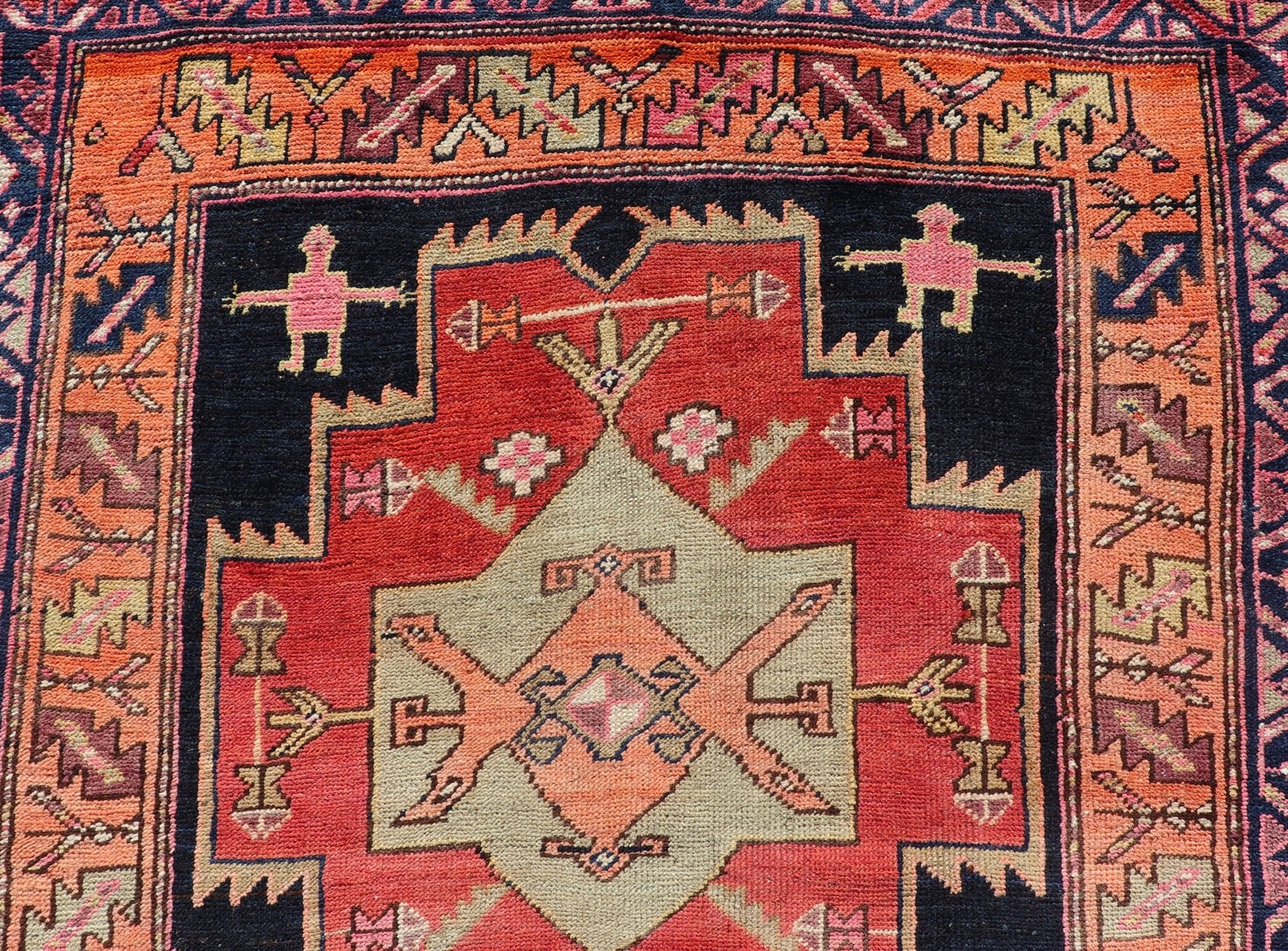 Long Hand - Knotted Antique Persian Azerbaijan Runner in Wool with Medallions This antique Persian Azerbaijan styled runner has been hand - knotted in wool. The rug features a sub - geometric medallion design, and is enclosed within a complementary, ... - Keivan Woven ArtsEMB - 9608 - P13508 - 15661Rug