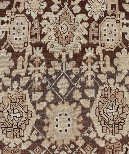 Antique Karabagh Runner with All - Over Floral Medallion Design in Brown and Tan Antique Karabagh in brown and tan colored antique Karabagh runner with floral design, Keivan Woven Arts / rug EMB - 9619 - P13569, country of origin / type: / Karabagh, ... - Keivan Woven ArtsEMB - 9619 - P13569 - 15959Rug