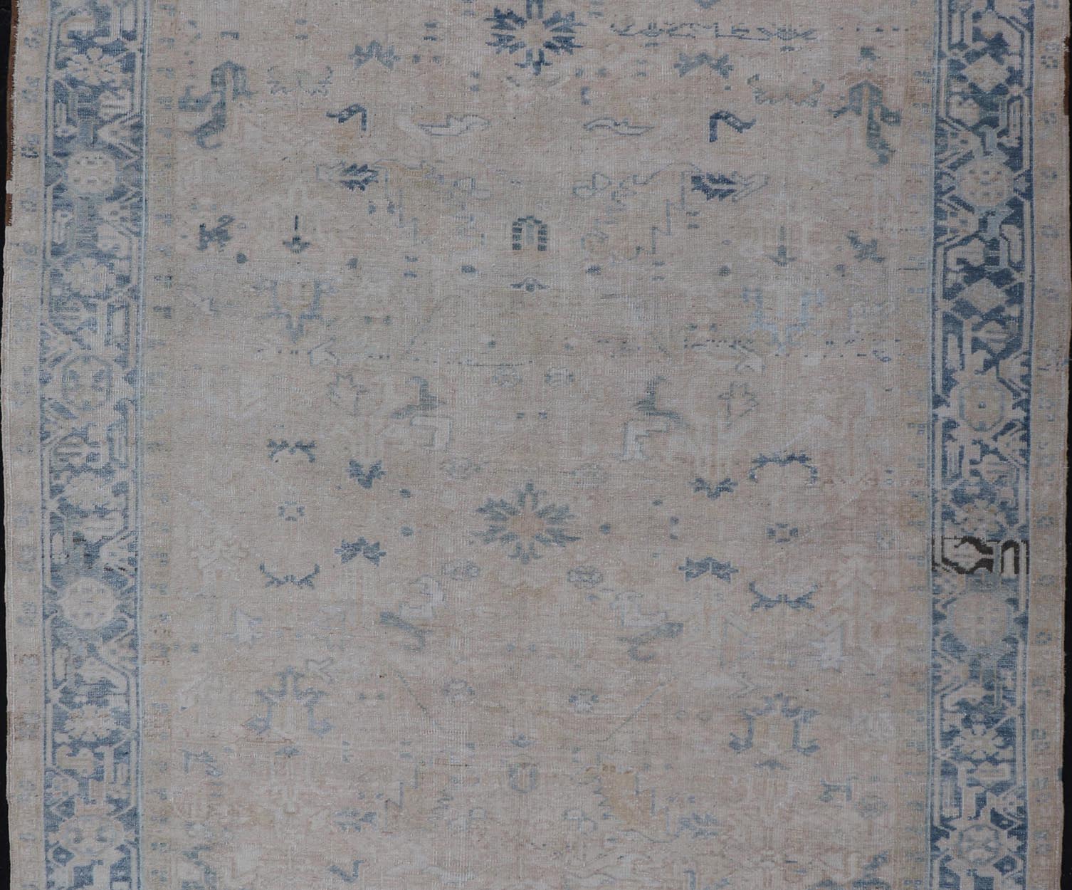 Antique Persian Heriz Rug with Sub - Geometric Design in Cream and Blue Antique Heriz Rug in blue and creams with all over design. Keivan Woven Arts / rug EMB - 9622 - P13579, country of origin / type: Persian / Heriz, circa Early - 20th Century. ... - Keivan Woven ArtsEMB - 9622 - P13579 - 15977Rug
