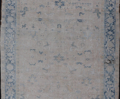 Antique Persian Heriz Rug with Sub - Geometric Design in Cream and Blue Antique Heriz Rug in blue and creams with all over design. Keivan Woven Arts / rug EMB - 9622 - P13579, country of origin / type: Persian / Heriz, circa Early - 20th Century. ... - Keivan Woven ArtsEMB - 9622 - P13579 - 15977Rug