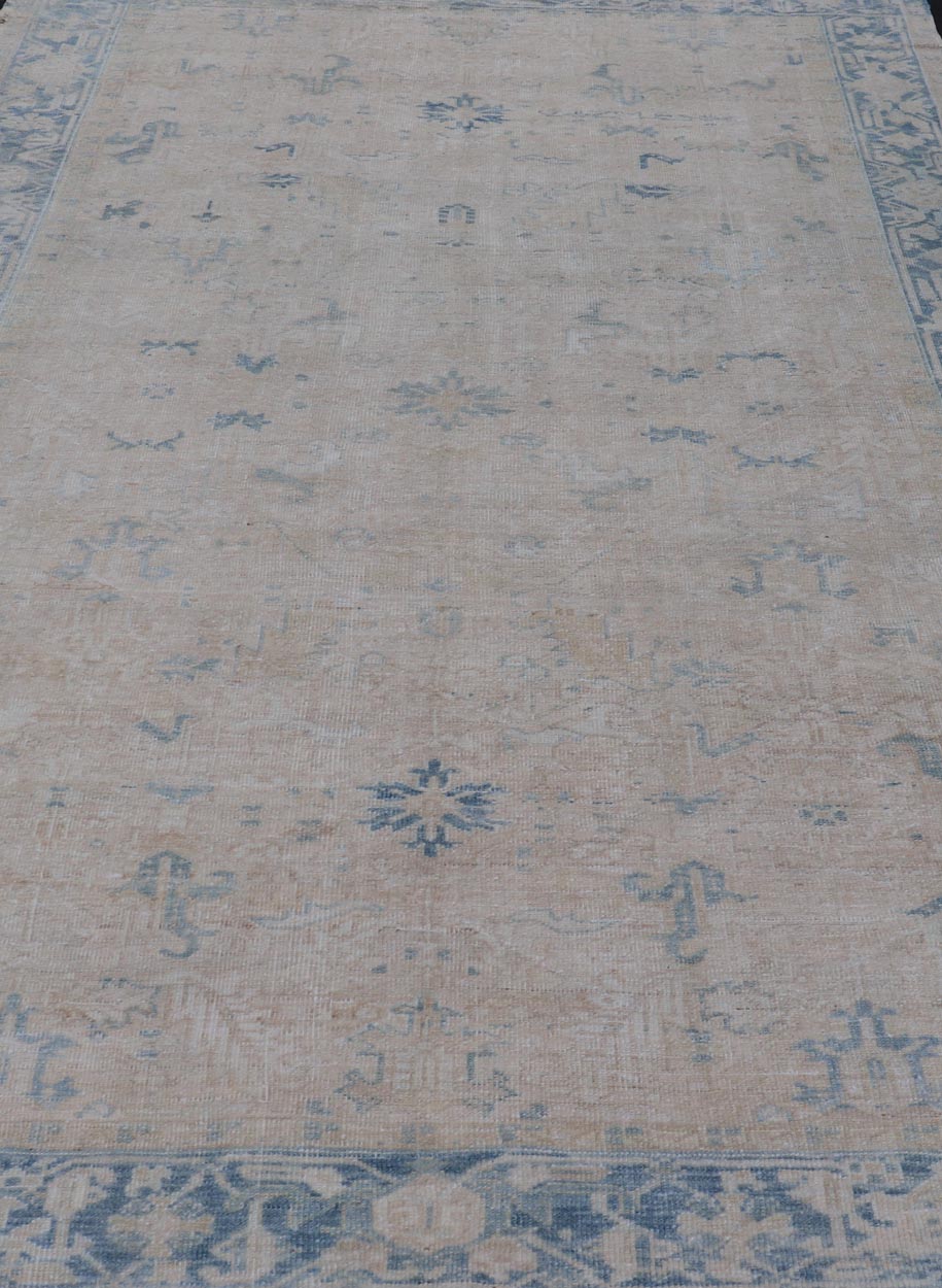 Antique Persian Heriz Rug with Sub - Geometric Design in Cream and Blue Antique Heriz Rug in blue and creams with all over design. Keivan Woven Arts / rug EMB - 9622 - P13579, country of origin / type: Persian / Heriz, circa Early - 20th Century. ... - Keivan Woven ArtsEMB - 9622 - P13579 - 15977Rug