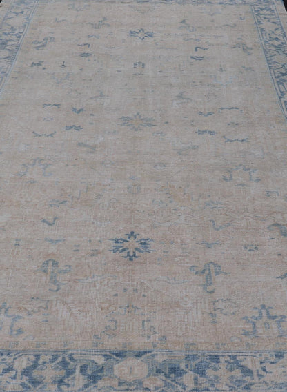 Antique Persian Heriz Rug with Sub - Geometric Design in Cream and Blue Antique Heriz Rug in blue and creams with all over design. Keivan Woven Arts / rug EMB - 9622 - P13579, country of origin / type: Persian / Heriz, circa Early - 20th Century. ... - Keivan Woven ArtsEMB - 9622 - P13579 - 15977Rug