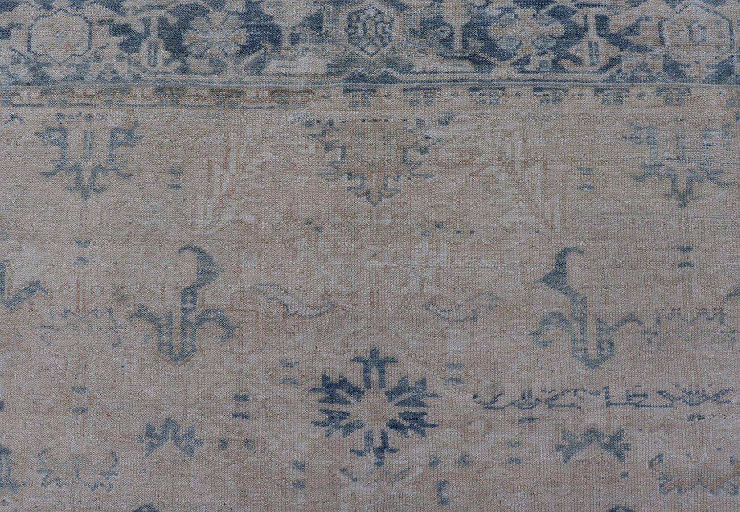 Antique Persian Heriz Rug with Sub - Geometric Design in Cream and Blue Antique Heriz Rug in blue and creams with all over design. Keivan Woven Arts / rug EMB - 9622 - P13579, country of origin / type: Persian / Heriz, circa Early - 20th Century. ... - Keivan Woven ArtsEMB - 9622 - P13579 - 15977Rug