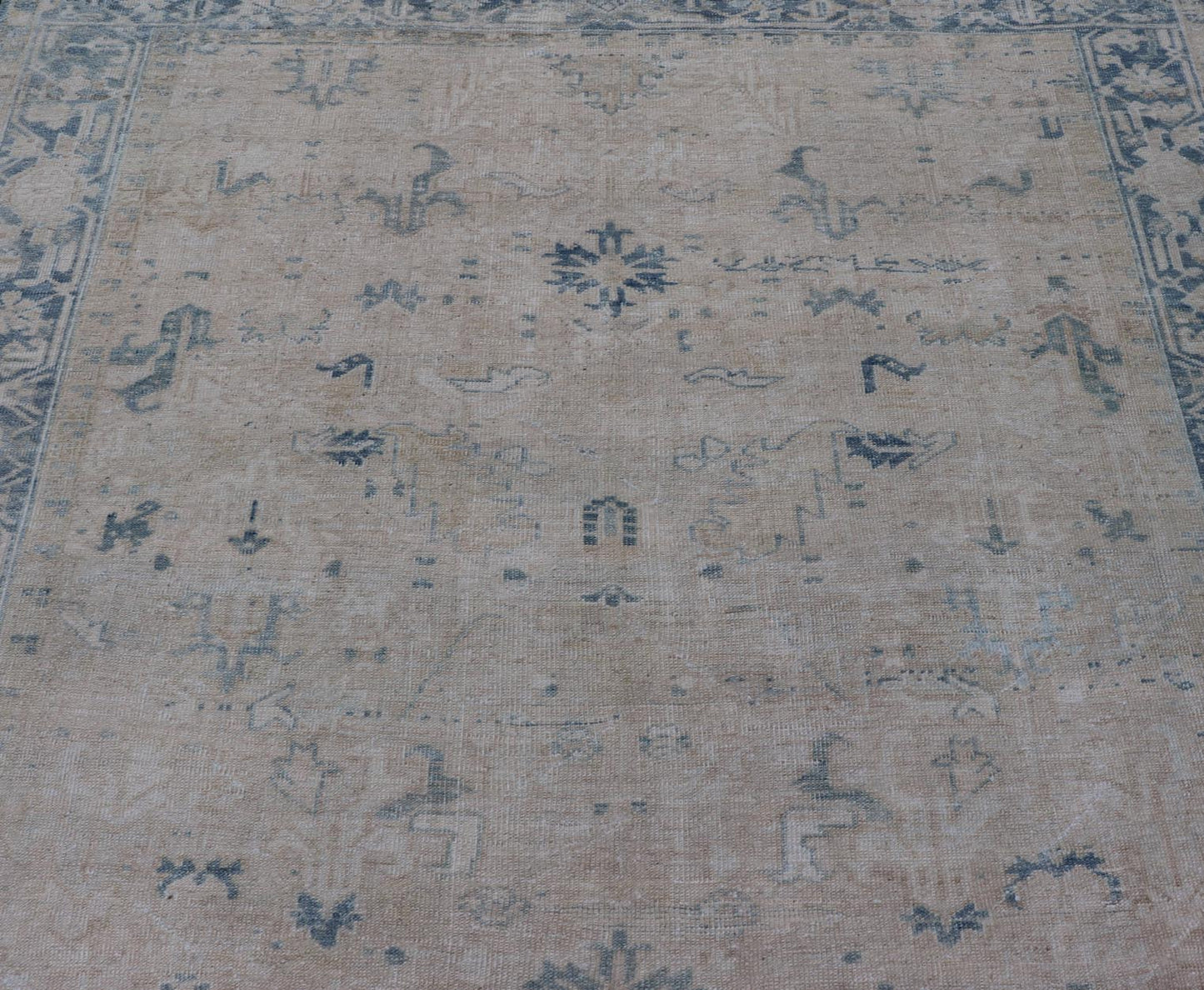 Antique Persian Heriz Rug with Sub - Geometric Design in Cream and Blue Antique Heriz Rug in blue and creams with all over design. Keivan Woven Arts / rug EMB - 9622 - P13579, country of origin / type: Persian / Heriz, circa Early - 20th Century. ... - Keivan Woven ArtsEMB - 9622 - P13579 - 15977Rug