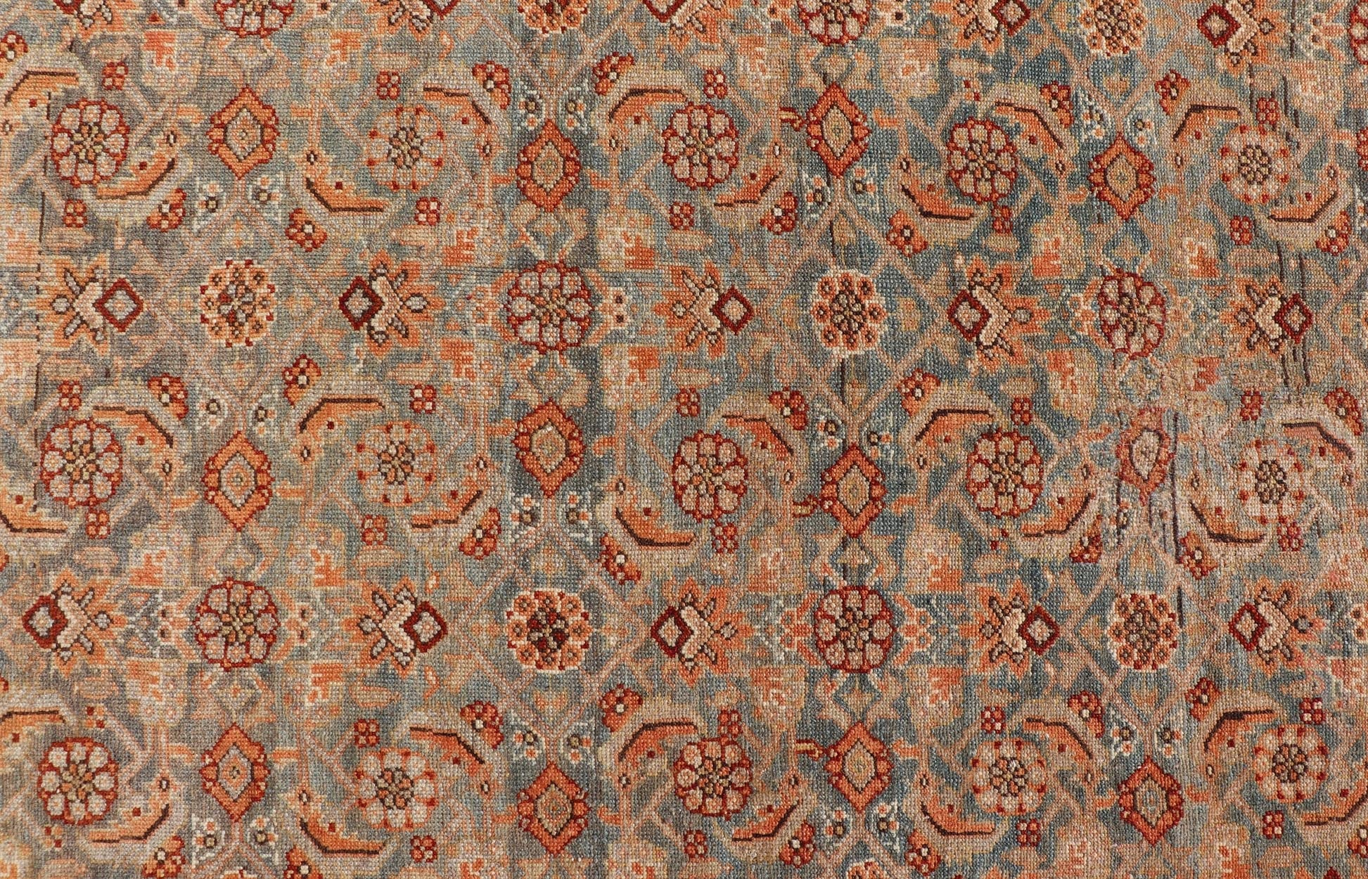 Antique Kurdish Gallery Rug With All - Over Geometric Design Measures: 5'8 x 14'0 This antique Persian Kurdish gallery rug is filled with eccentric colors and details. The multi - tiered border features nature motifs rendered in the same col... - Keivan Woven ArtsEMB - 9626 - P13879 - 15995Rug