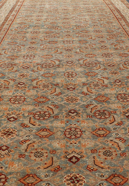 Antique Kurdish Gallery Rug With All - Over Geometric Design Measures: 5'8 x 14'0 This antique Persian Kurdish gallery rug is filled with eccentric colors and details. The multi - tiered border features nature motifs rendered in the same col... - Keivan Woven ArtsEMB - 9626 - P13879 - 15995Rug
