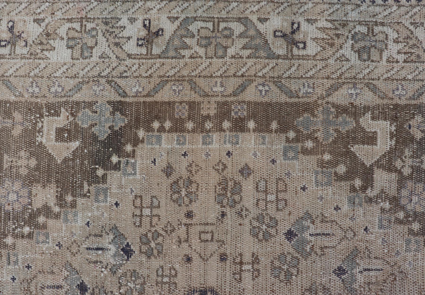 Persian Hand Knotted Shiraz Rug with Vertical Sub - Geometric Medallion Brown/Taupe Antique Persian Shiraz rug with Vertical Sub - Geometric Medallion. Keivan Woven Arts / rug EMB - 9631 - P13525, Keivan Woven Arts / country of origin / type: Iran / Shi... - Keivan Woven ArtsEMB - 9631 - P13525 - 16019Rug