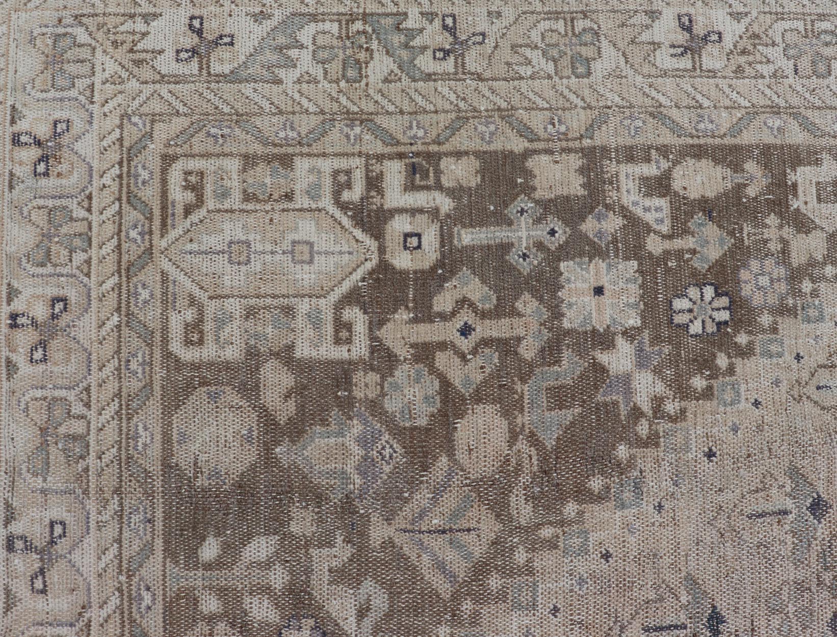 Persian Hand Knotted Shiraz Rug with Vertical Sub - Geometric Medallion Brown/Taupe Antique Persian Shiraz rug with Vertical Sub - Geometric Medallion. Keivan Woven Arts / rug EMB - 9631 - P13525, Keivan Woven Arts / country of origin / type: Iran / Shi... - Keivan Woven ArtsEMB - 9631 - P13525 - 16019Rug
