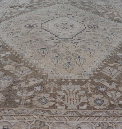 Persian Hand Knotted Shiraz Rug with Vertical Sub - Geometric Medallion Brown/Taupe Antique Persian Shiraz rug with Vertical Sub - Geometric Medallion. Keivan Woven Arts / rug EMB - 9631 - P13525, Keivan Woven Arts / country of origin / type: Iran / Shi... - Keivan Woven ArtsEMB - 9631 - P13525 - 16019Rug