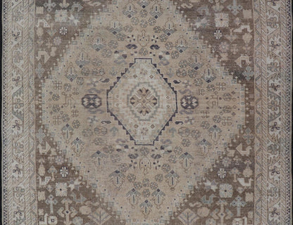 Persian Hand Knotted Shiraz Rug with Vertical Sub - Geometric Medallion Brown/Taupe Antique Persian Shiraz rug with Vertical Sub - Geometric Medallion. Keivan Woven Arts / rug EMB - 9631 - P13525, Keivan Woven Arts / country of origin / type: Iran / Shi... - Keivan Woven ArtsEMB - 9631 - P13525 - 16019Rug