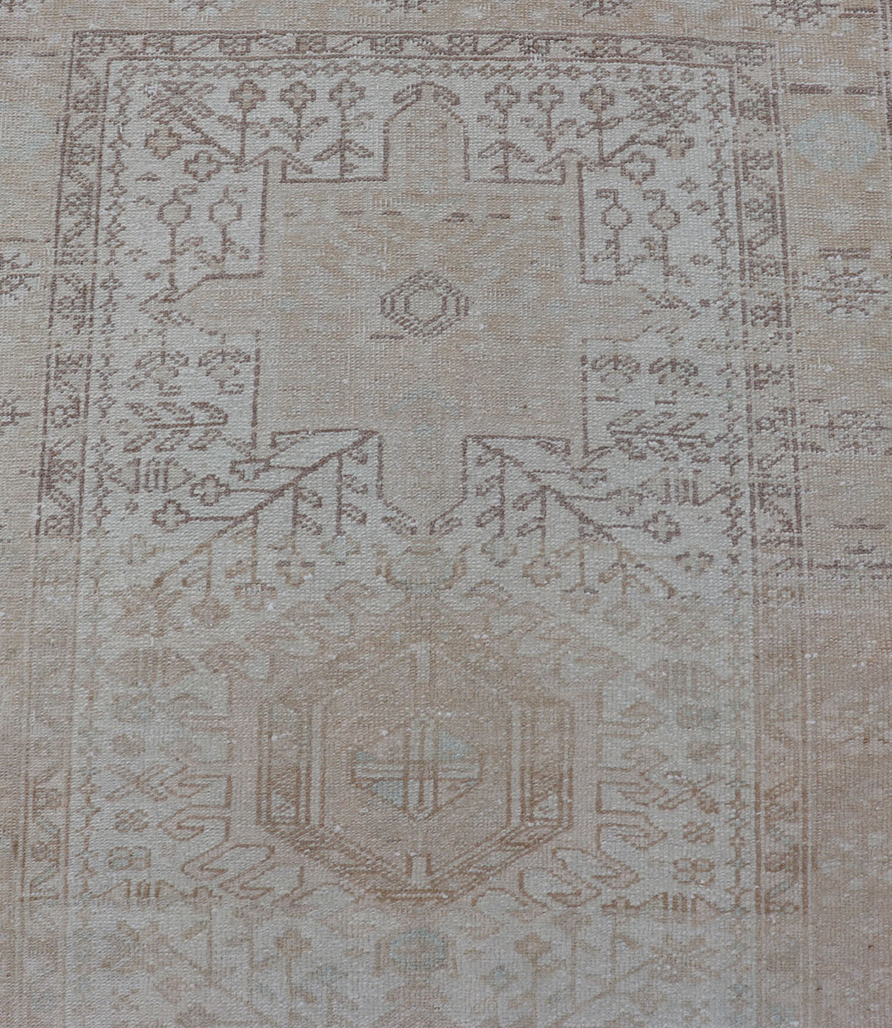 Vintage Muted Persian Karadjeh Runner with Medallions in Brown, Tan, Taupe. Keivan Woven Arts / rug EMB - 9632 - P13581, country of origin / type: Iran / Karadjeh, circa mid - 20th century This Persian Karajeh from the mid - 20th century bears an exquis... - Keivan Woven ArtsEMB - 9632 - P13581 - 16025Rug