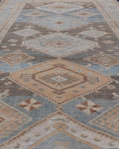Antique Persian Kurdish Rug with All - Over Geometrics by Keivan Woven Arts. Measures: 5'4 x 10'5 Softly colored antique Persian Gallery Kurdish rug with all - over geometric and diamond design. Keivan Woven Arts / rug EMB - 9634 - P1386... - Keivan Woven ArtsEMB - 9634 - P13861 - 14892Rug