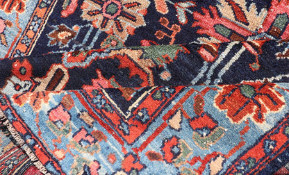 Antique Hand Knotted Persain Nahavand Rug with All - Over Sub - Geometric Design This absolutely stunning Antique Nahavand (circa 1920s) features a symmetrical sub - geometric design rendered in shades of Reds, Blues, Greens, Cream and Coral set upon... - Keivan Woven ArtsEMB - 9640 - P13866 - 16049Rug