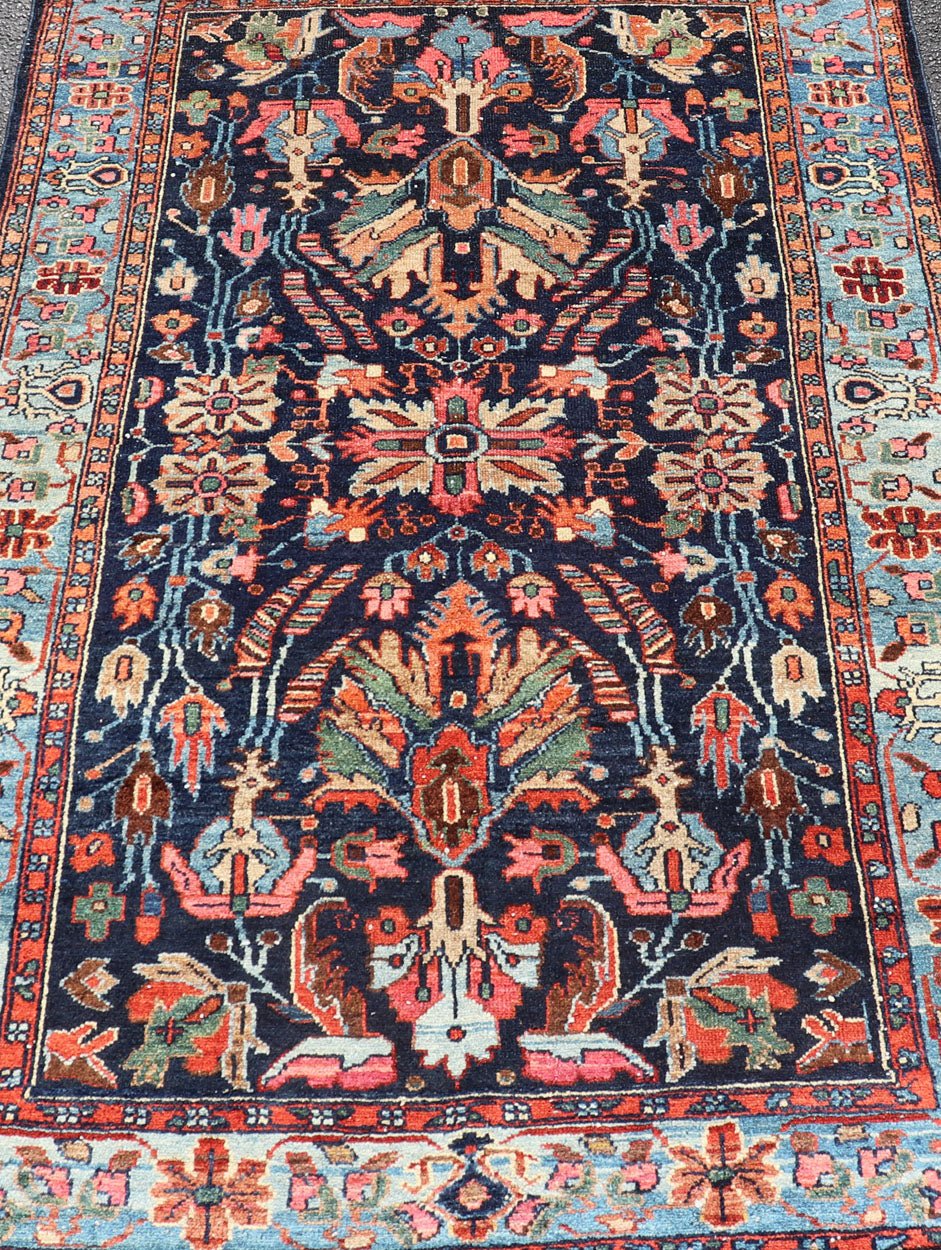Antique Hand Knotted Persain Nahavand Rug with All - Over Sub - Geometric Design This absolutely stunning Antique Nahavand (circa 1920s) features a symmetrical sub - geometric design rendered in shades of Reds, Blues, Greens, Cream and Coral set upon... - Keivan Woven ArtsEMB - 9640 - P13866 - 16049Rug