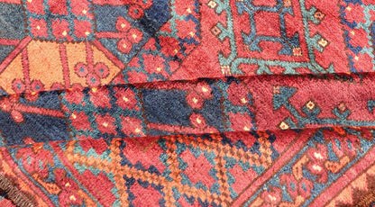 Square Sized Hand - Knotted Turkomen Ersari Rug in Wool with Repeating Gul Design This Turkomen Ersari rug has been hand - knotted in the finest wool. The rug features a repeating sub - geometric Gul design throughout the entirety of the rug, enclose... - Keivan Woven ArtsEMB - 9645 - P13551 - 16079Rug