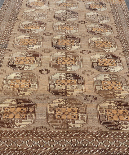 Hand - Knotted Vintage Ersari Rug with Gul Design in Brown, Ivory & Almond Hand - Knotted wool Turkomen Ersari Rug with Repeating Sub - Geometric Gul Design, Keivan Woven Arts; rug EMB - 9646 - P13546, country of origin / type: Turkestan / Ersari, circa ... - Keivan Woven ArtsEMB - 9646 - P13546 - 16085Rug