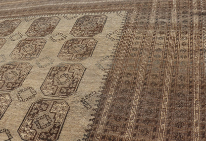 Square Sized Hand - Knotted Turkomen Ersari Rug in Wool with Repeating Gul Design This square sized Ersari rug has been hand - knotted in the finest wool. The rug features an all - over sub - geometric repeating Gul design throughout the entirety of th... - Keivan Woven ArtsEMB - 9651 - P13595 - 16115Rug