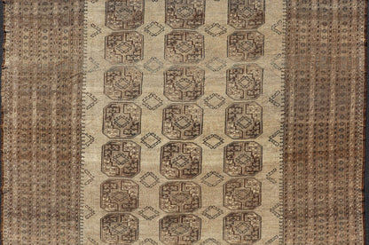 Square Sized Hand - Knotted Turkomen Ersari Rug in Wool with Repeating Gul Design This square sized Ersari rug has been hand - knotted in the finest wool. The rug features an all - over sub - geometric repeating Gul design throughout the entirety of th... - Keivan Woven ArtsEMB - 9651 - P13595 - 16115Rug