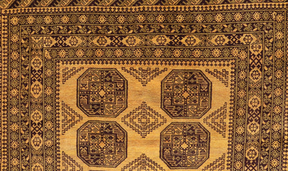 Hand - Knotted Ersari Rug in Wool with Gul Design in Green, Marigold and Brown This Turkomen Ersari rug has been hand - knotted in the finest wool. The rug features an all - over repeating Gul design throughout the entirety of the rug, enclosed within... - Keivan Woven ArtsEMB - 9654 - P13593 - 16127Rug