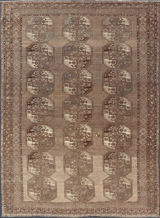 Hand - Knotted Turkomen Ersari Rug in Wool with Sub - Geometric Repeating Gul Design This Ersari rug has been hand - knotted in the finest wool. The rug features a sub - geometric repeating Gul design throughout the entirety of the rug, enclosed within... - Keivan Woven ArtsEMB - 9658 - P13539 - 16151Rug