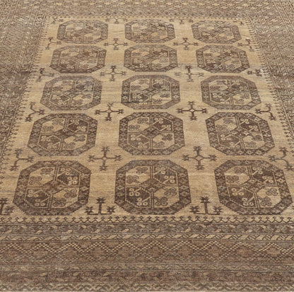 Vintage Turkomen Ersari Rug with Gul Design in Brown, Gray, Tan & Sand Colors Square shape Vintage Turkomen Ersari Rug with Gul Design in Brown, Gray, Tan & Sand Colors. Keivan Woven Arts; rug EMB - 9660 - P13538, country of origin / type: Turkestan... - Keivan Woven ArtsEMB - 9660 - P13538 - 16163Rug