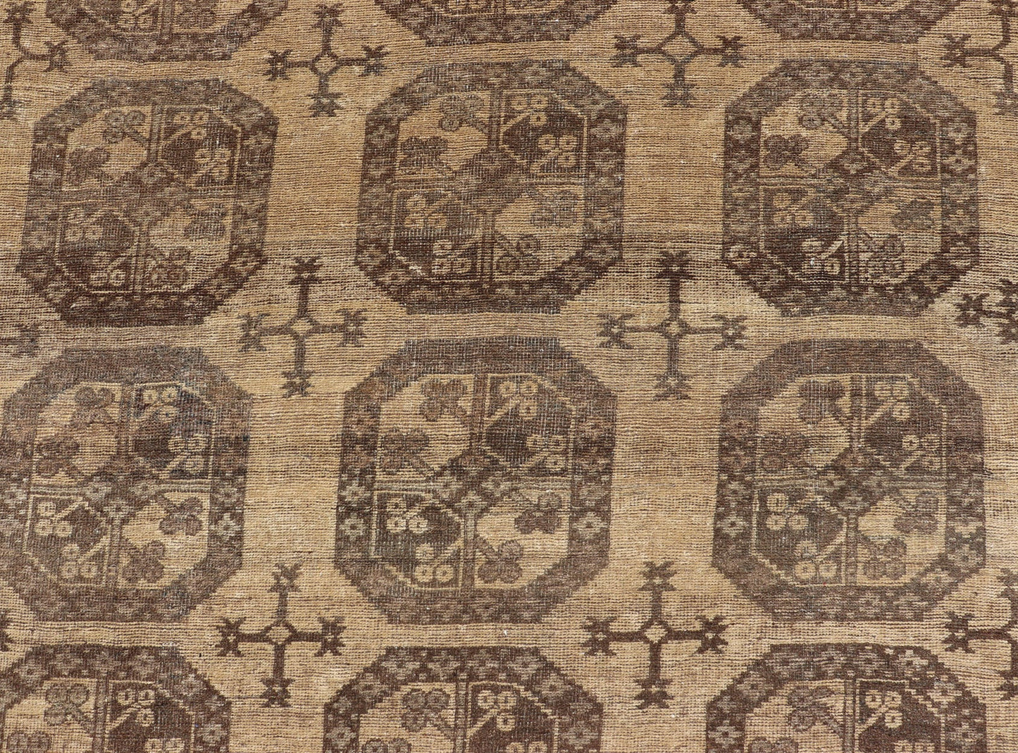 Vintage Turkomen Ersari Rug with Gul Design in Brown, Gray, Tan & Sand Colors Square shape Vintage Turkomen Ersari Rug with Gul Design in Brown, Gray, Tan & Sand Colors. Keivan Woven Arts; rug EMB - 9660 - P13538, country of origin / type: Turkestan... - Keivan Woven ArtsEMB - 9660 - P13538 - 16163Rug