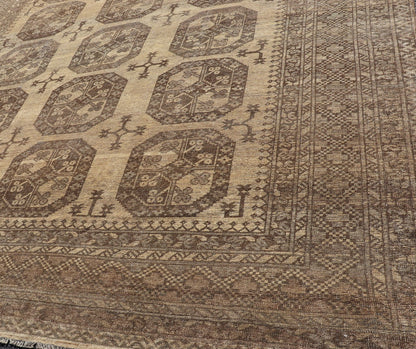 Vintage Turkomen Ersari Rug with Gul Design in Brown, Gray, Tan & Sand Colors Square shape Vintage Turkomen Ersari Rug with Gul Design in Brown, Gray, Tan & Sand Colors. Keivan Woven Arts; rug EMB - 9660 - P13538, country of origin / type: Turkestan... - Keivan Woven ArtsEMB - 9660 - P13538 - 16163Rug