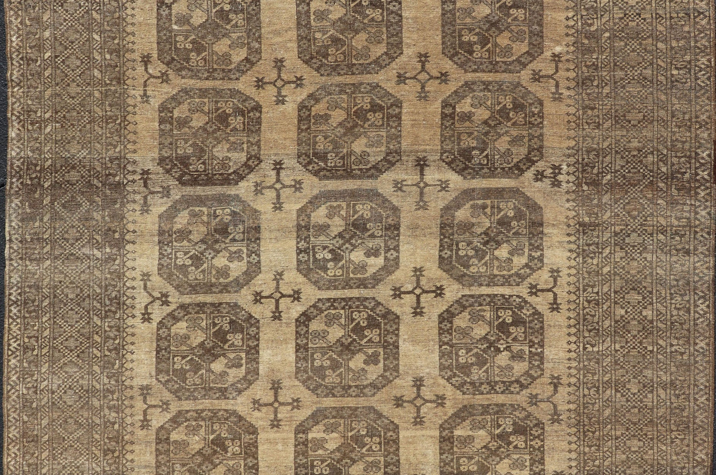 Vintage Turkomen Ersari Rug with Gul Design in Brown, Gray, Tan & Sand Colors Square shape Vintage Turkomen Ersari Rug with Gul Design in Brown, Gray, Tan & Sand Colors. Keivan Woven Arts; rug EMB - 9660 - P13538, country of origin / type: Turkestan... - Keivan Woven ArtsEMB - 9660 - P13538 - 16163Rug
