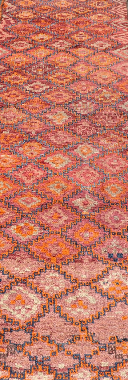 Antique Hand - Knotted Baluch Runner with All - Over Sub - Geometric Diamond Design, Baluchi runner This Antique Baluch Runner has been hand - knotted and features an impressive all - over sub - geometric diamond design replete in multicolor. The rug is enc... - Keivan Woven ArtsEMB - 9666A - P13556 - 16187Rug