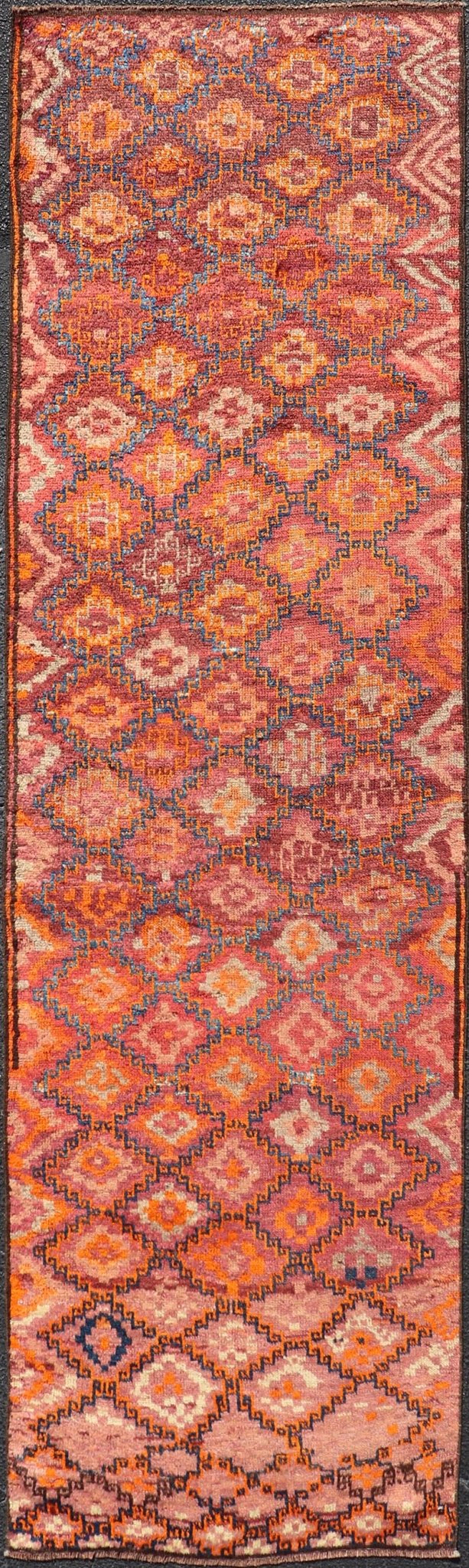 Antique Hand - Knotted Baluch Runner with All - Over Sub - Geometric Diamond Design, Baluchi runner This Antique Baluch Runner has been hand - knotted and features an impressive all - over sub - geometric diamond design replete in multicolor. The rug is enc... - Keivan Woven ArtsEMB - 9666A - P13556 - 16187Rug