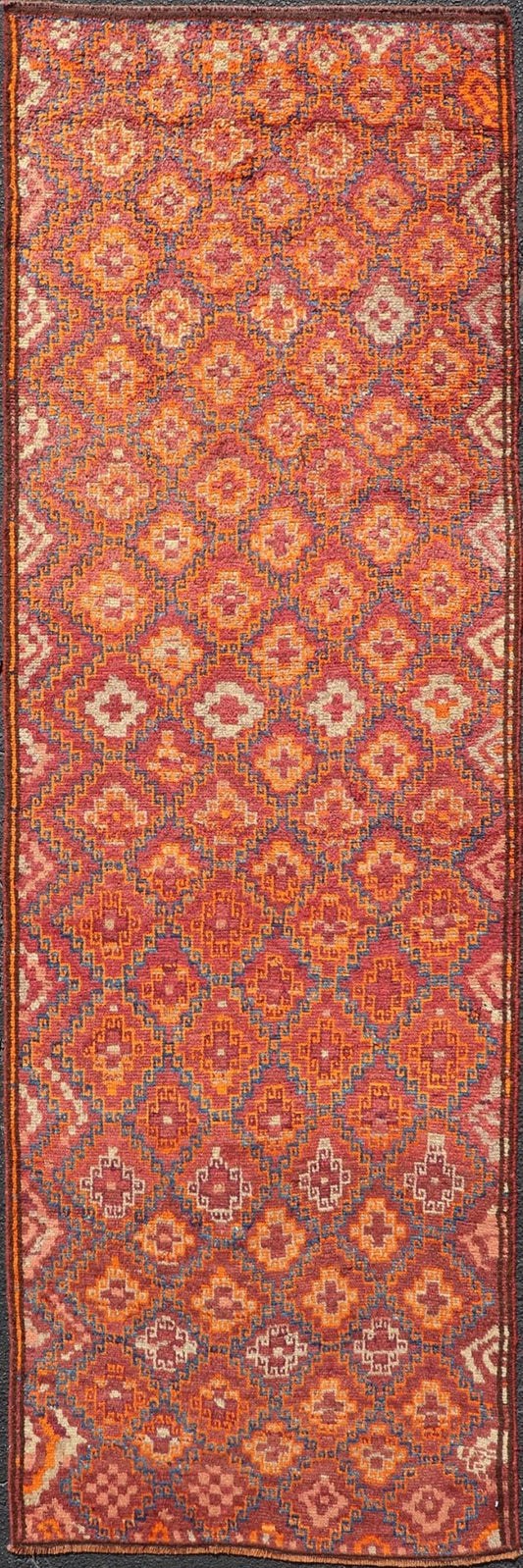 Antique Hand - Knotted Baluch Runner with All - Over Sub - Geometric Diamond Design This Antique Baluch Runner has been hand - knotted and features an impressive all - over sub - geometric diamond design replete in multicolor. The rug is enclosed within a ... - Keivan Woven ArtsEMB - 9666B - P13556 - 17098Rug