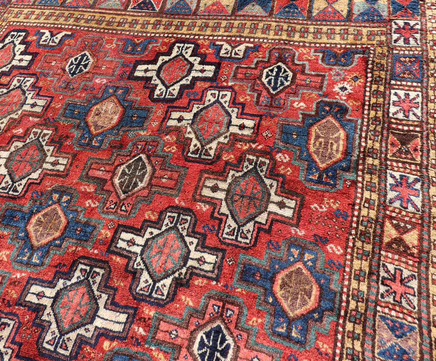 Antique Caucasian Rug with All - Over Tribal Design and Medallions Antique Caucasian Rug with All - Over Tribal Design and Medallions. Keivan Woven Arts / rug EMB - 9673 - P13565, country of origin / type: Caucasus / Kazak, circa 1890 This late ... - Keivan Woven ArtsEMB - 9673 - P13565 - 16211Rug