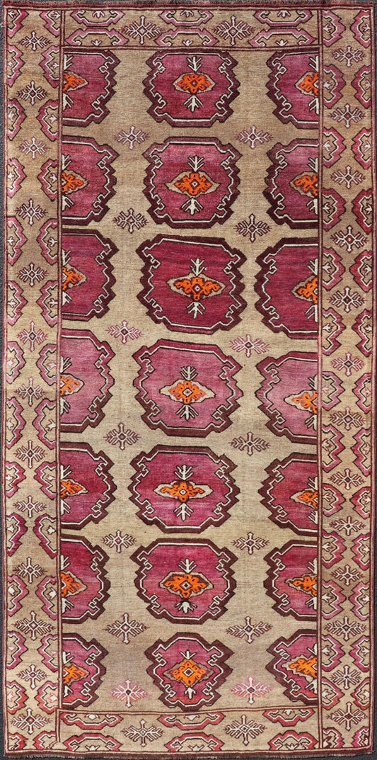 Antique Kurdish Gallery Runner with Tribal Design in repeating Medallions Antique Kurdish runner with tribal geometric medallions, Kurdish Gallery antique Runner, Keivan Woven Arts/ rug EMB - 9674 - P13560, country of origin / type: Iran / Kurdish,... - Keivan Woven ArtsEMB - 9674 - P13560 - 16217Rug