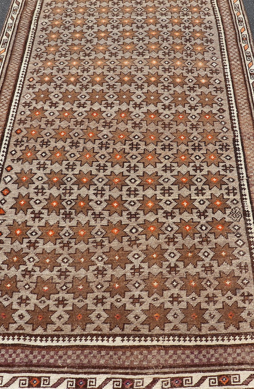 Antique Baluch Tribal Rug with All - Over Geometric Diamond Design on A Gray Ground. Keivan Woven Arts, rug EMB - 9677 - P13563; country of origin / type: Iran / Baluch, circa 1930s. This Antique Baluch Rug has been hand - knotted and features an impres... - Keivan Woven ArtsEMB - 9677 - P13563 - 16235Rug