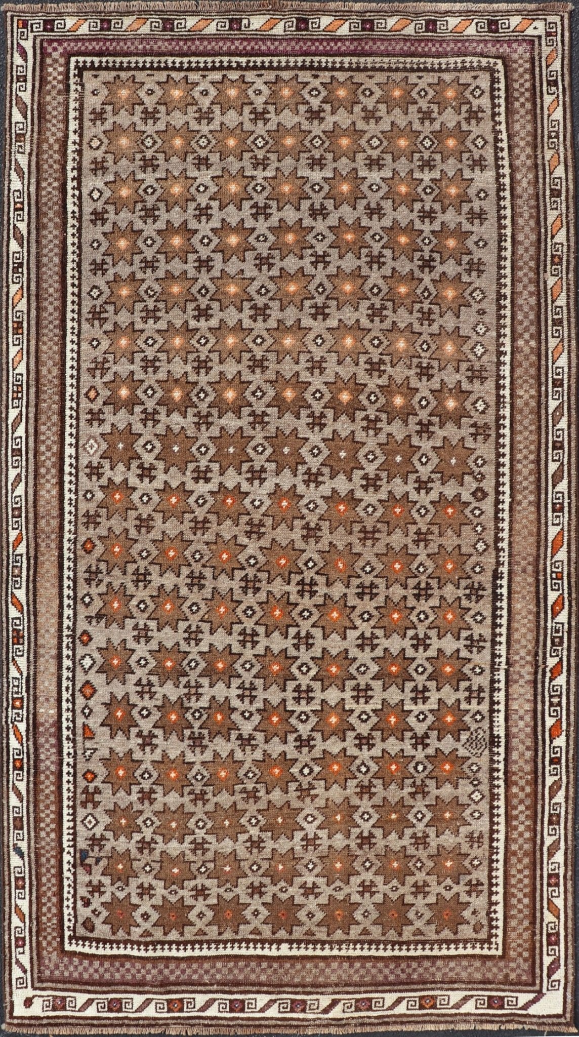 Antique Baluch Tribal Rug with All - Over Geometric Diamond Design on A Gray Ground. Keivan Woven Arts, rug EMB - 9677 - P13563; country of origin / type: Iran / Baluch, circa 1930s. This Antique Baluch Rug has been hand - knotted and features an impres... - Keivan Woven ArtsEMB - 9677 - P13563 - 16235Rug