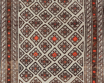 Antique Hand - Knotted Baluch Tribal Rug with All - Over Geometric Diamond Design. Keivan Woven Arts, rug EMB - 9679 - P13559; country of origin / type: Iran / Baluch, circa 1930s. This Antique Baluch Rug has been hand - knotted and features an impressive... - Keivan Woven ArtsEMB - 9679 - P13559 - 16241Rug