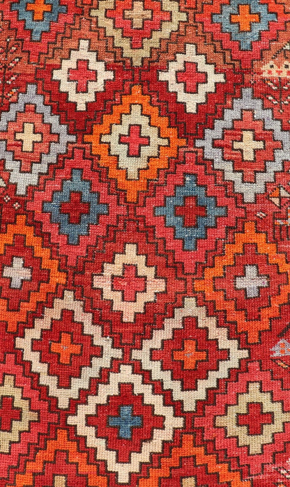 Antique Persian Fine Weave Hamadan Gallery Rug in Multi Colors in Tribal Design A very fine antique Persian Hamadan gallery runner with all - over design in rug background, Keivan Woven Arts / Rug EMB - 9681 - P13534, country of origin / type: Iran / ... - Keivan Woven ArtsEMB - 9681 - P13534 - 16259Rug