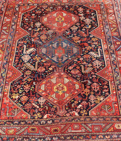Antique Hand Knotted Persian Qashqai Shiraz Tribal Rug with Tribal Design Antique Persian Qashqai Shiraz Tribal Rug with Tribal Diamond Design, Keivan Woven Arts / rug EMB - 9688 - P13531, country of origin / type: Iran / Qashqai, circa 1900. ... - Keivan Woven ArtsEMB - 9688 - P13531 - 16295Rug