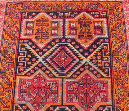 Antique Hand - Knotted Karajeh Gallery Rug in Wool with All - Over Geometric Design This antique Persian Karajeh gallery rug features an all - over sub - geometric design rendered in multicolor tones, set upon a navy blue background. A complementary, m... - Keivan Woven ArtsEMB - 9689 - P13526 - 16301Rug