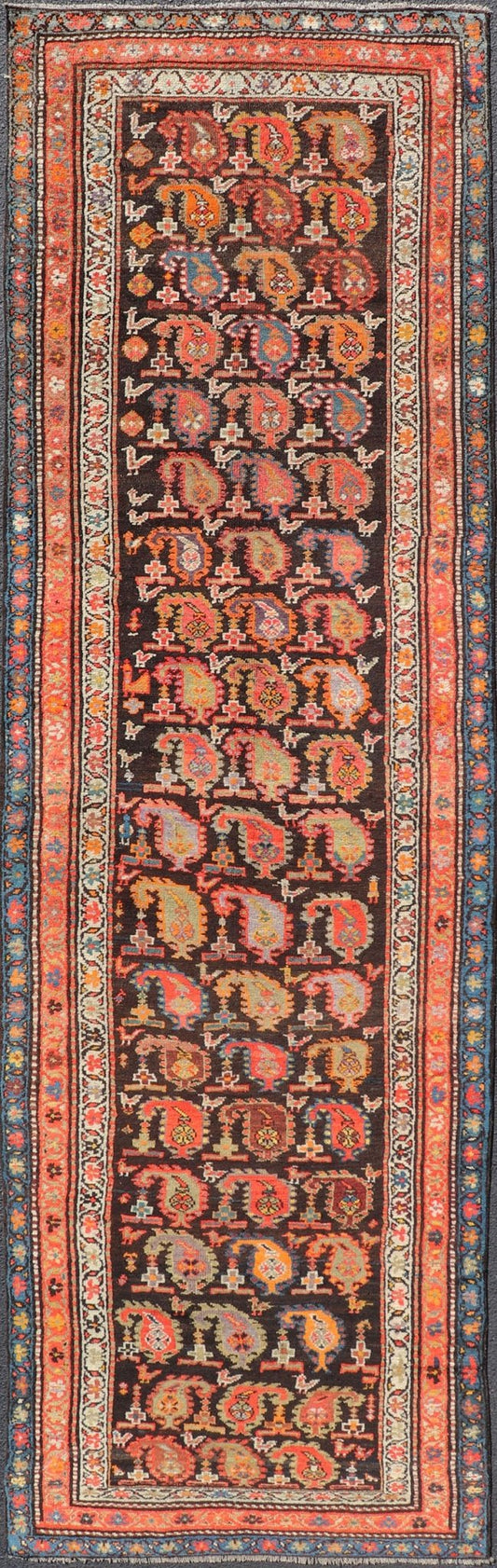 Antique Persian Hamedan Runner with Sub - Geometric Design of Paisley's Antique Persian Hamadan Runner with Sub - Geometric Design of paisleys. Keivan Woven Arts / rug EMB - 9690 - P13885, country of origin / type: Iran / Hamedan, circa 1920 ... - Keivan Woven ArtsEMB - 9690 - P13885 - 16307Rug